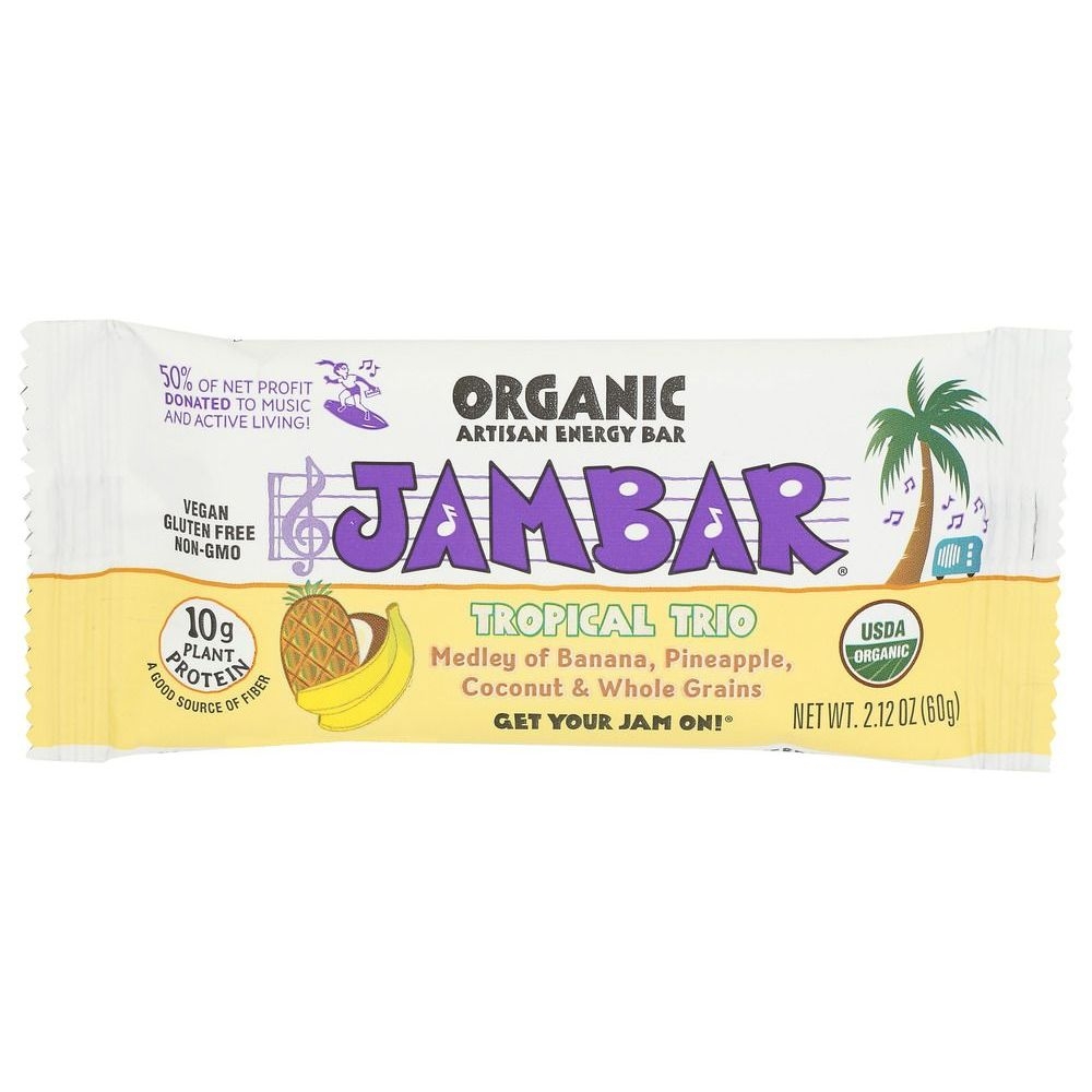 Jambar Organic Tropical Trio Artisan Energy Bar, 2.12 Ounce -- 12 per case