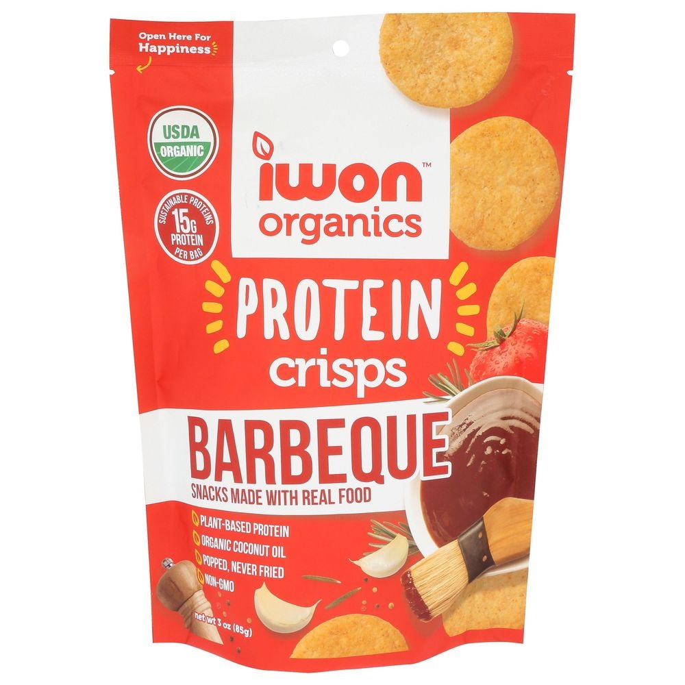 Iwon Organic Barbeque Protein Crisps, 3 Ounce -- 8 per case