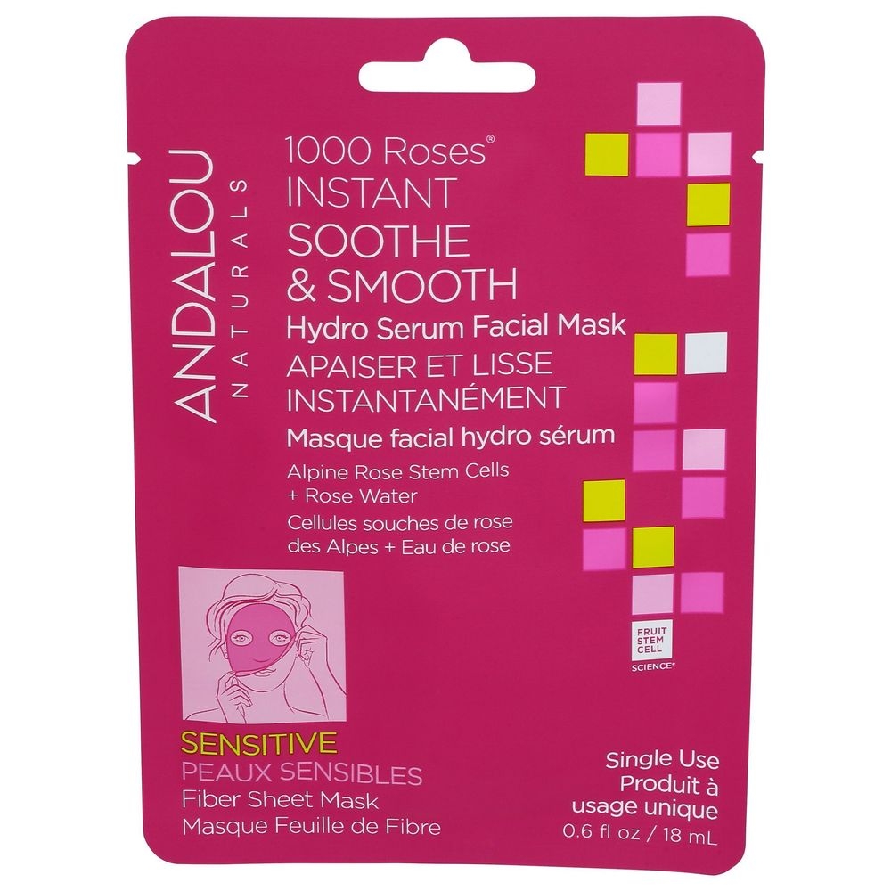 Andalou Naturals 1000 Roses Instant Soothe and Smooth Facial Mask, 0.6 Fluid Ounce -- 6 per case