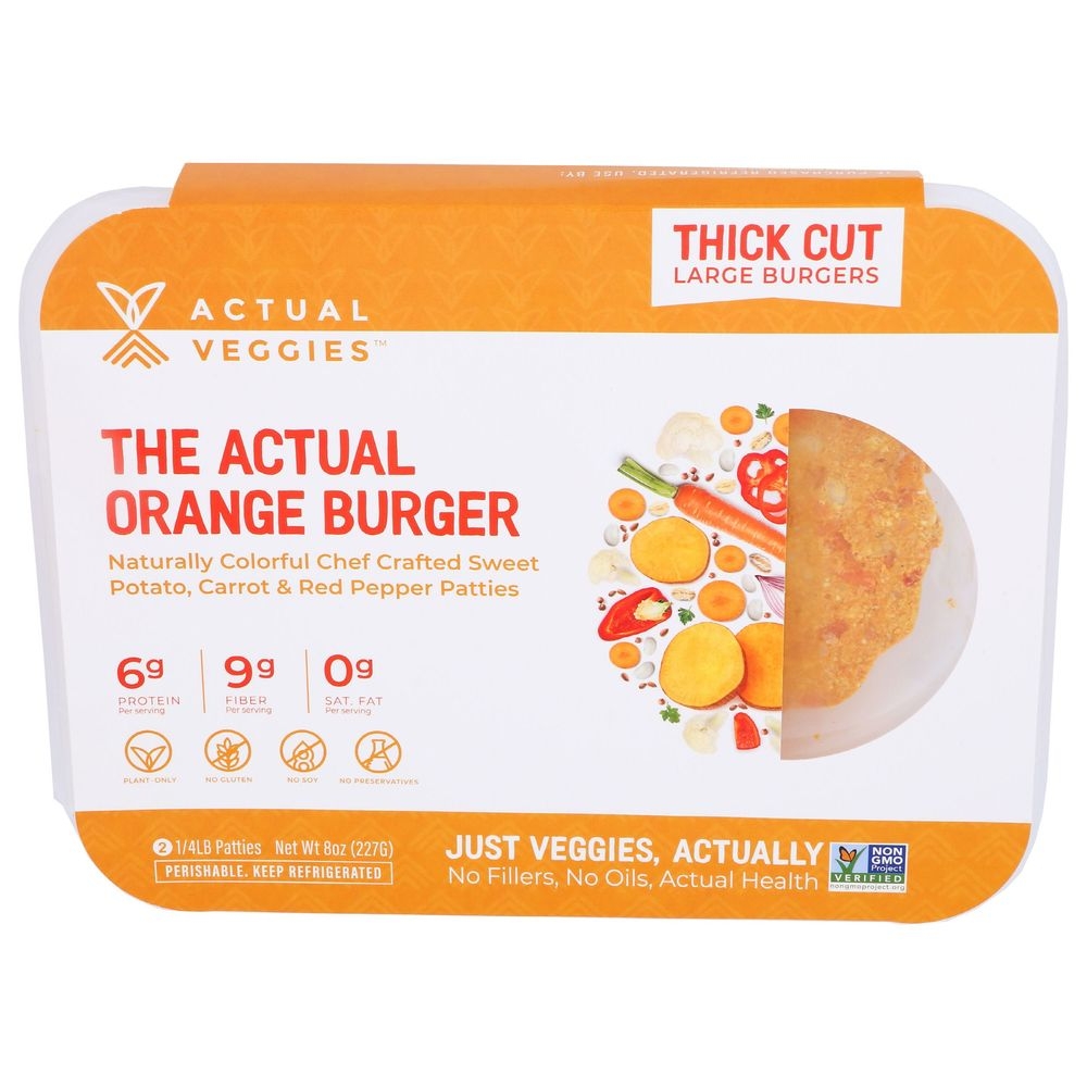 Actual Veggies The Actual Orange Burger, 8 Ounce -- 6 per case