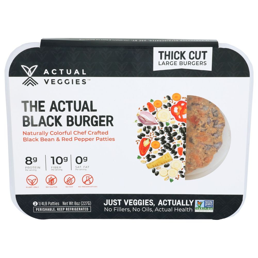 Actual Veggies The Actual Black Burger, 8 Ounce -- 6 per case