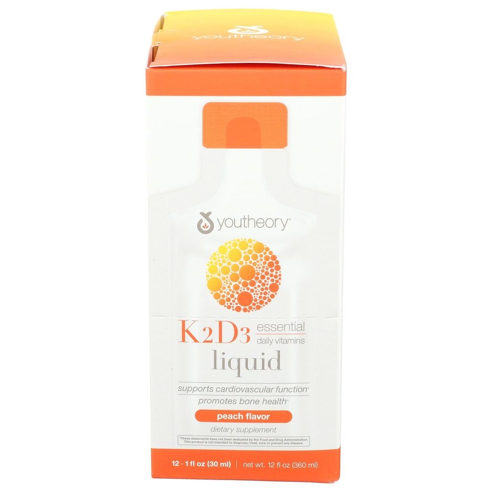 Youtheory Peach K2D3 Liquid, 12 Fluid Ounce