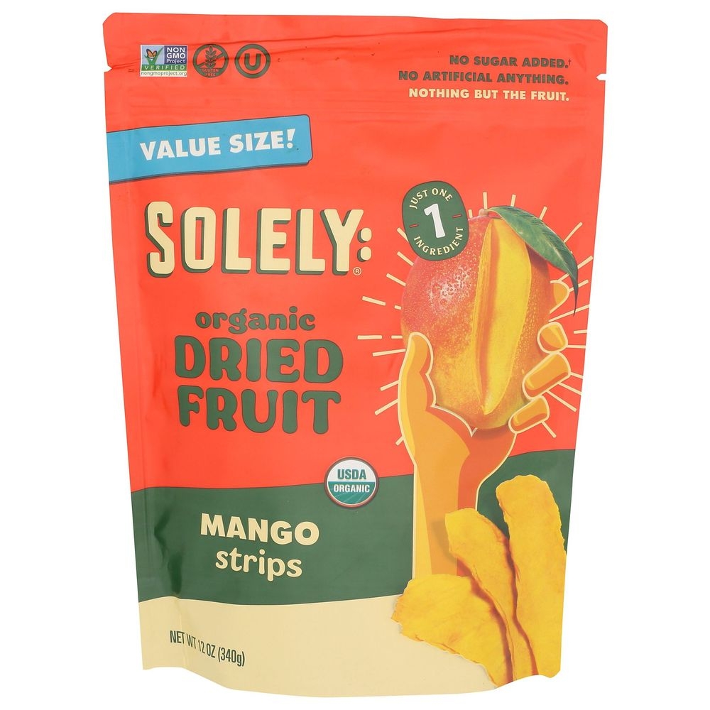 Solely Organic Value Size Dried Mango Strips, 12 Ounce -- 8 per case