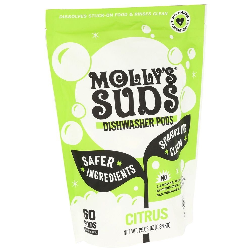 Mollys Suds Citrus Dishwasher Detergent Pods, 29.63 Ounce -- 6 per case