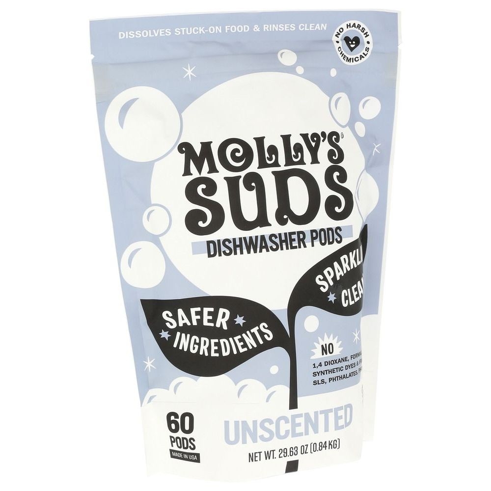 Mollys Suds Unscented Dishwasher Detergent Pods, 29.63 Ounce -- 6 per case