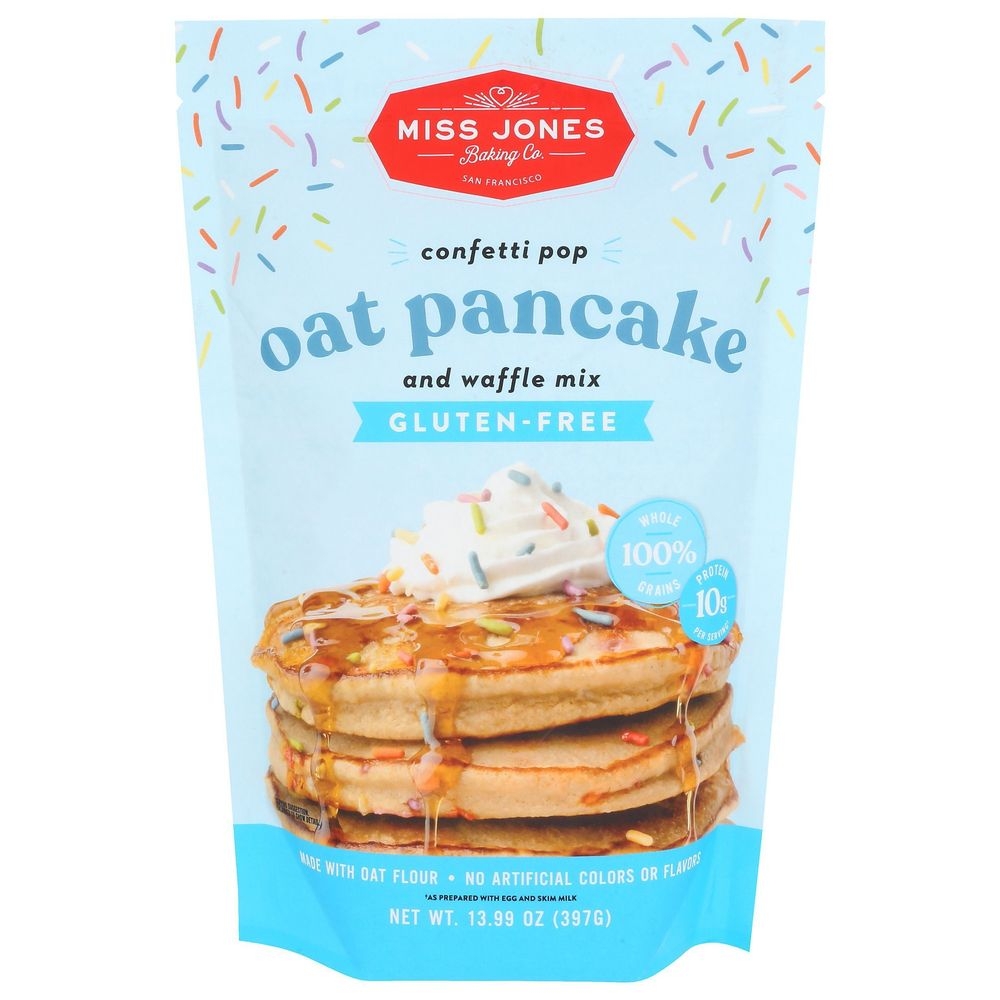 Miss Jones Baking Co Gluten Free Confetti Pop Oat Pancake and Waffle Mix, 13.99 Ounce -- 6 per case