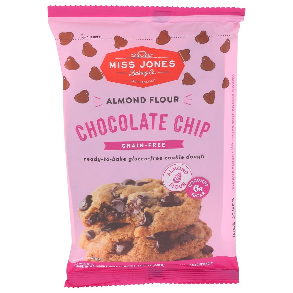 Miss Jones Baking Co Almond Flour Chocolate Chip Cookie Dough, 11.84 Ounce -- 6 per case