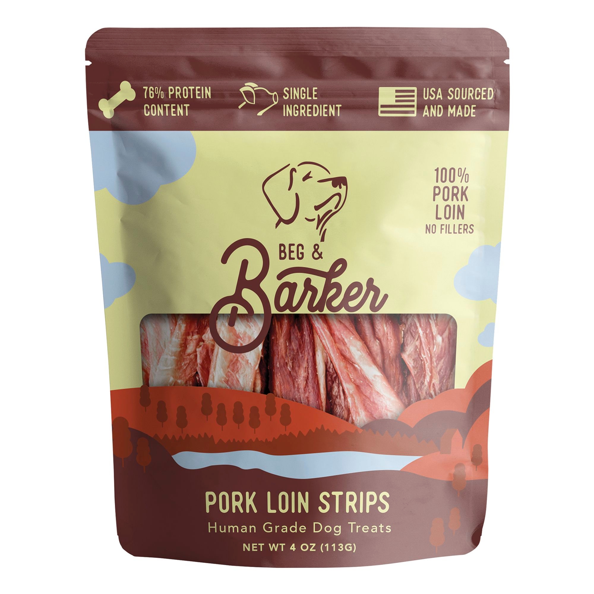 Beg and Barker Pork Loin Strips Dog Treat, 4 Ounce