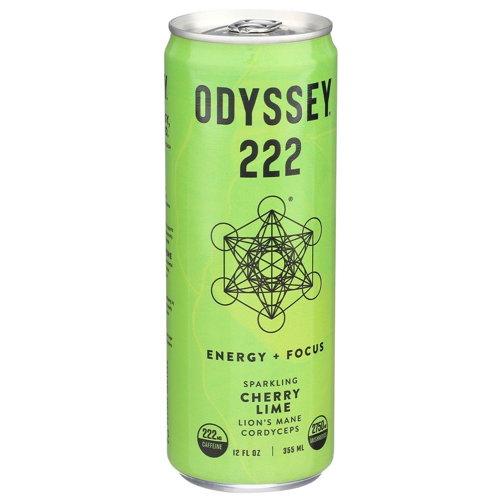 Odyssey 222 Cherry Lime Sparkling Energy Plus Focus Drink, 12 Fluid Ounce -- 12 per case