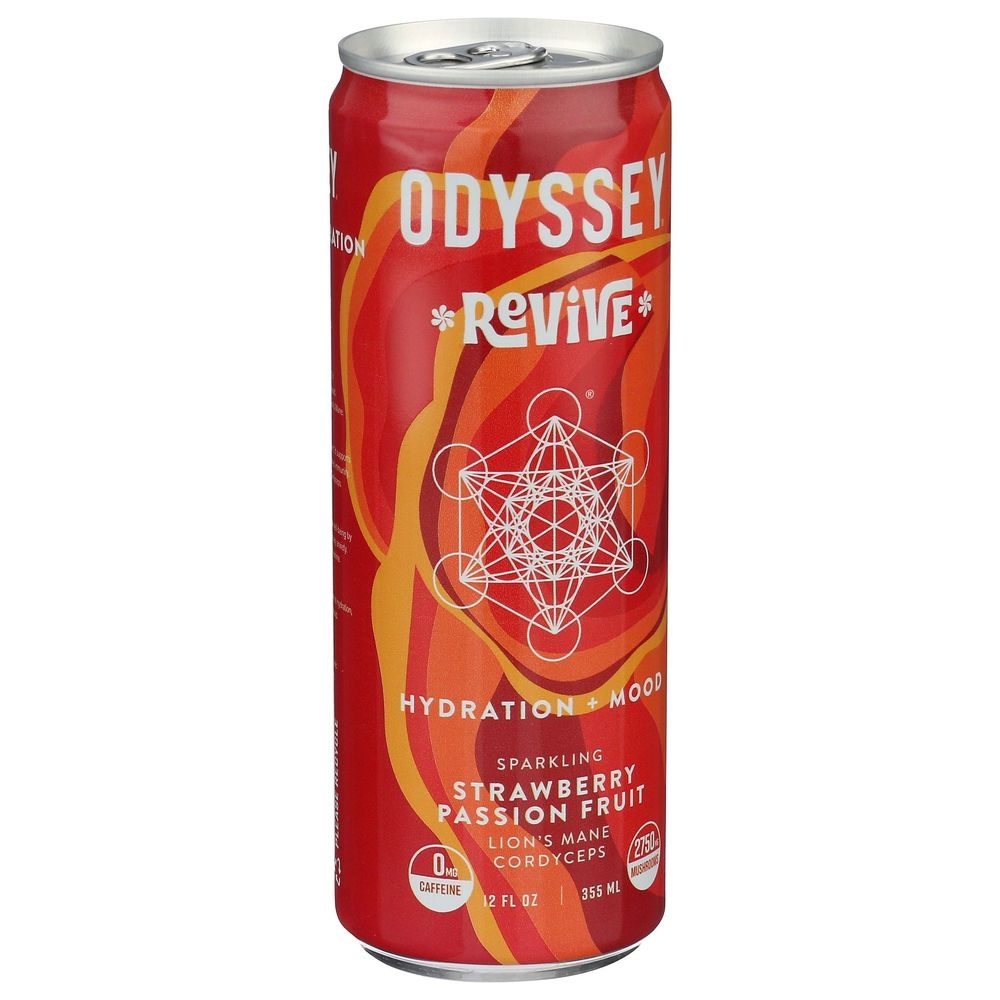 Odyssey Revive Strawberry Passion Fruit Sparkling Hydrating Plus Mood Drink, 12 Fluid Ounce -- 12 per case