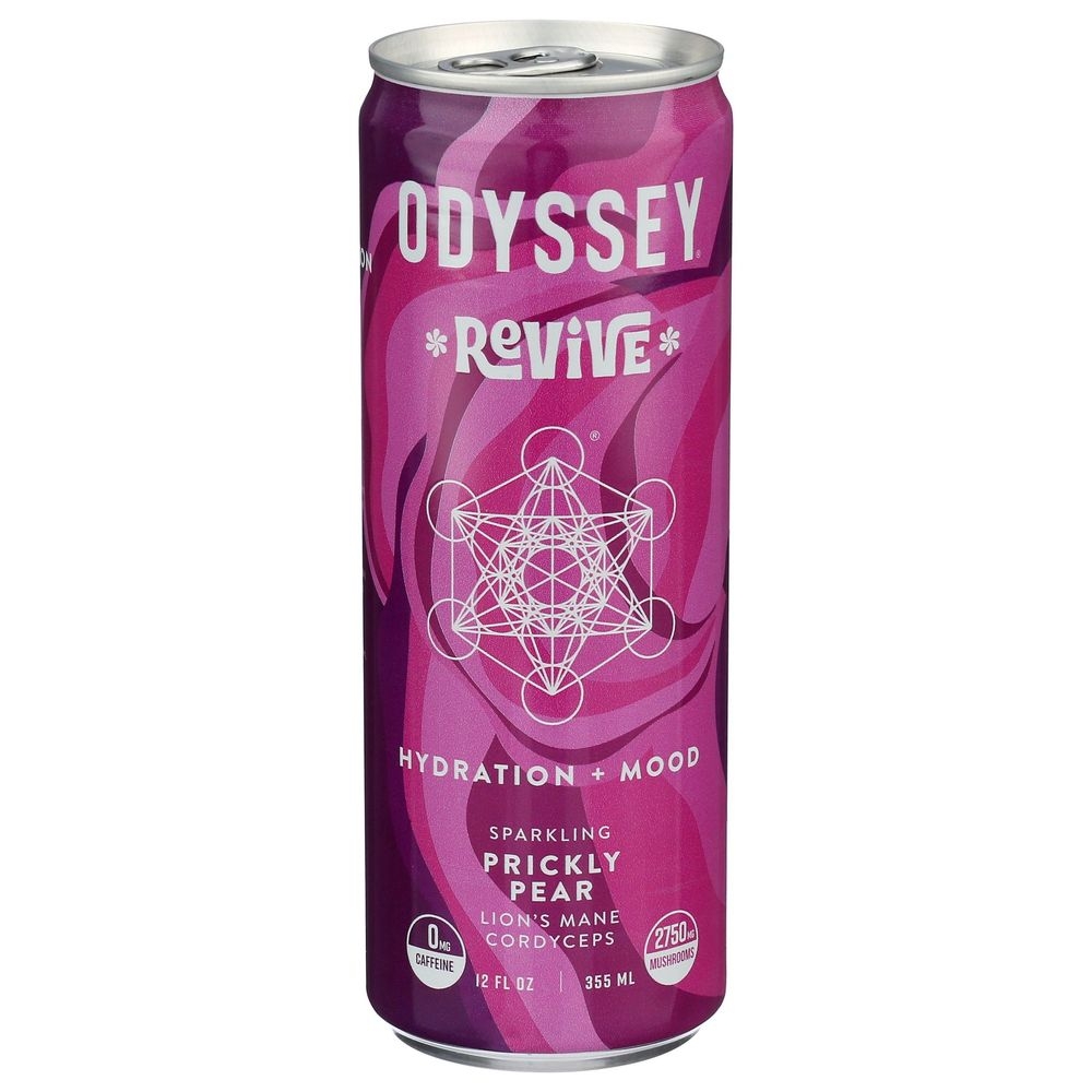 Odyssey Prickly Pear Revive Sparkling Mood Plus Hydration Drink, 12 Fluid Ounce -- 12 per case