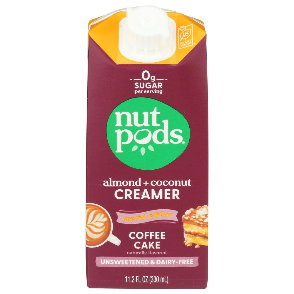 Nutpods Unsweetened Coffee Cake Flavor Almond Plus Coconut Creamer, 11.2 Fluid Ounce -- 12 per case