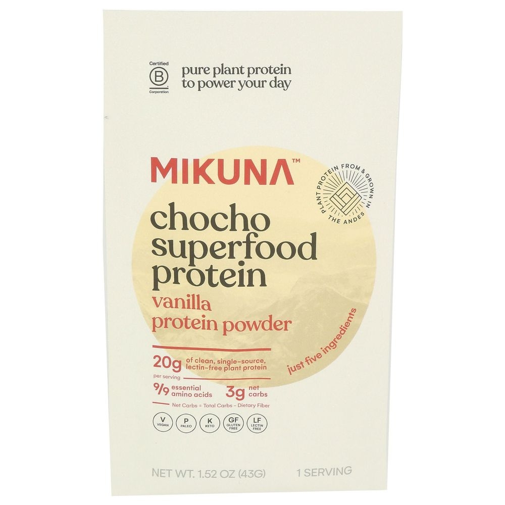 Mikuna Single Serve Chocho Vanilla Superfood Protein Powder, 1.52 Ounce -- 8 per case