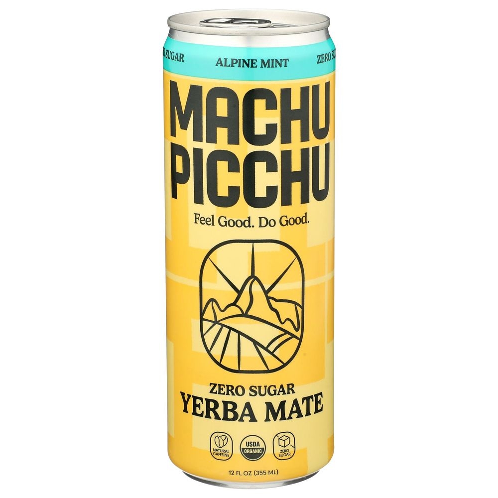 Machu Picchu Organic Alpine Mint Zero Sugar Yerba Mate, 12 Fluid Ounce -- 12 per case