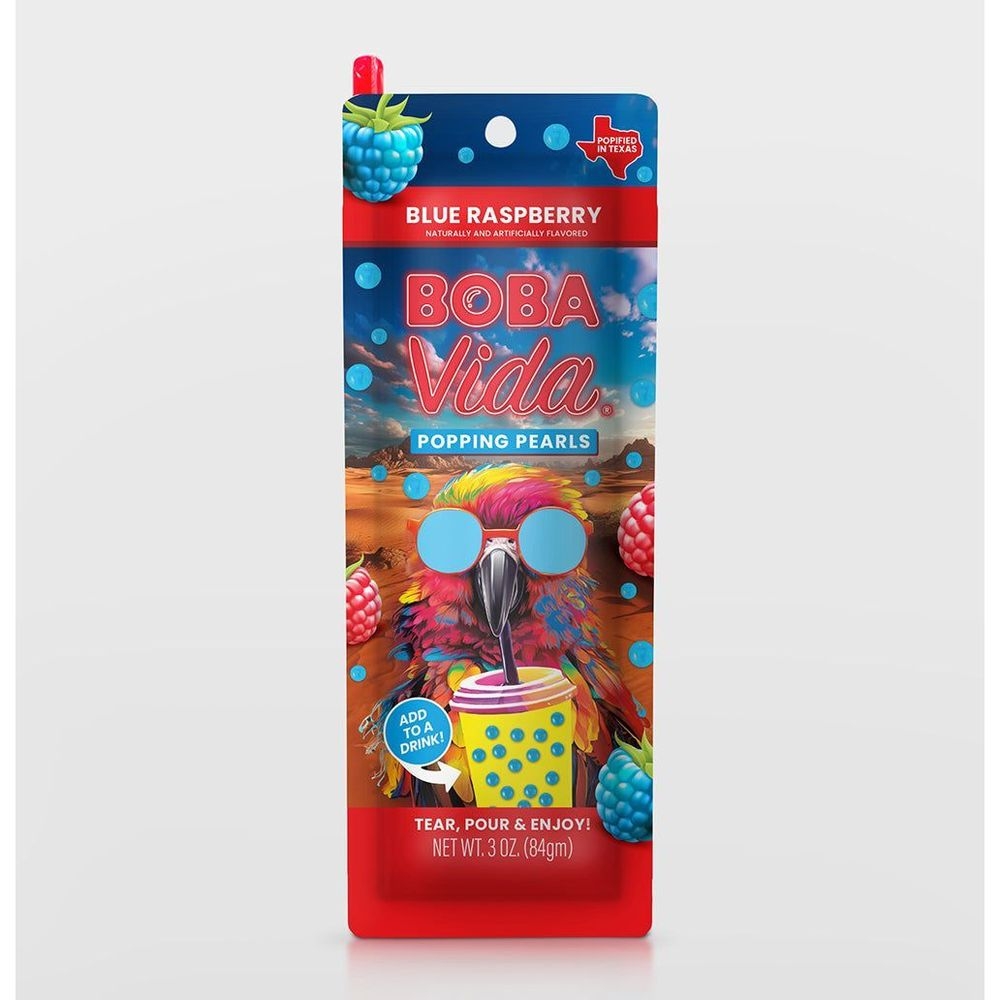 BobaVida Blue Raspberry Popping Boba, 3 Ounce -- 10 per case
