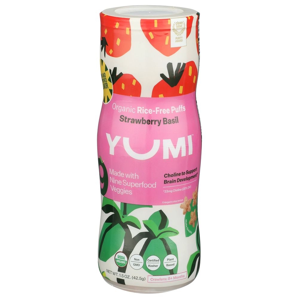Yumi Organic Strawberry Basil Puffs, 1.5 Ounce -- 6 per case