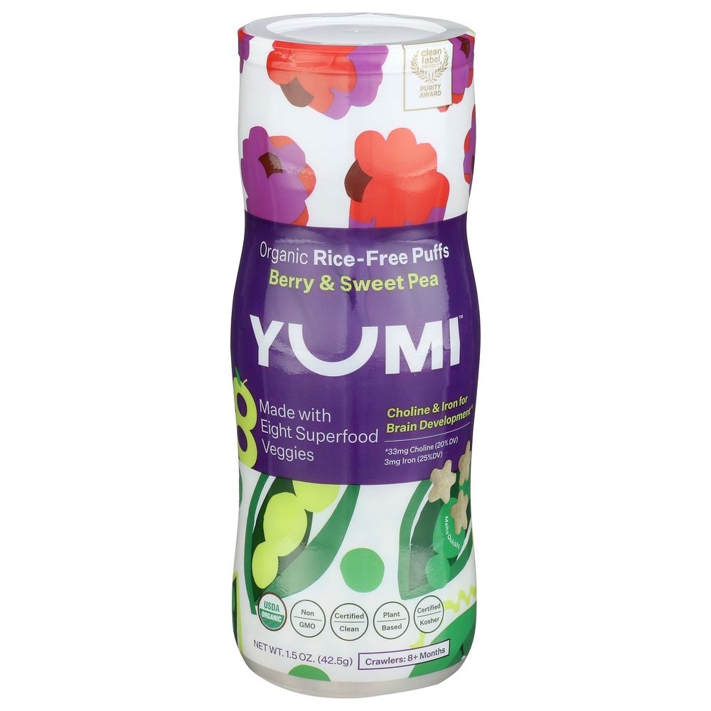 Yumi Organic Berry and Sweet Pea Puffs, 1.5 Ounce -- 6 per case