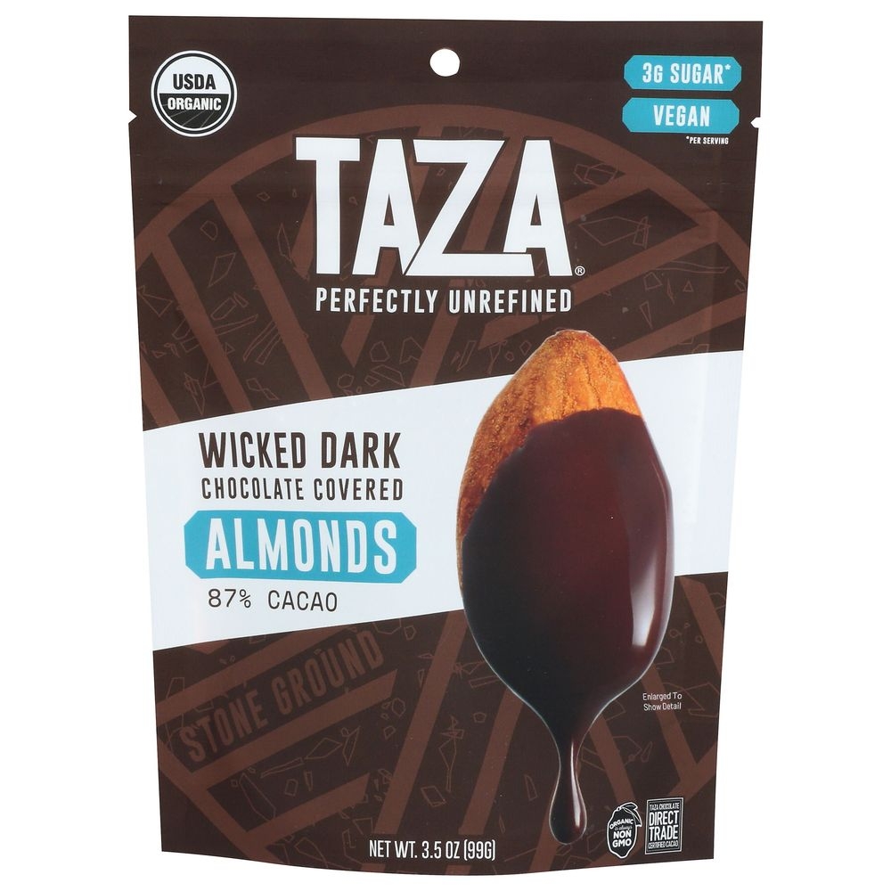 Taza Organic Wicked Dark Chocolate Covered Almonds, 3.5 Ounce -- 12 per case