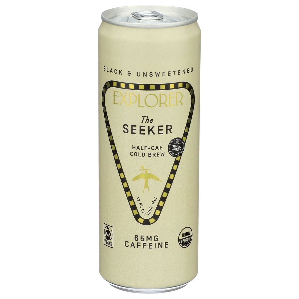 Explorer The Seeker Unsweetened Half Caf Cold Brew Coffee, 12 Fluid Ounce -- 12 per case