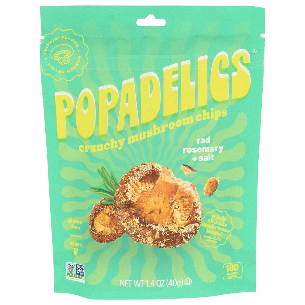 Popadelics Rad Rosemary and Salt Crunchy Mushroom Chips, 1.4 Ounce -- 6 per case