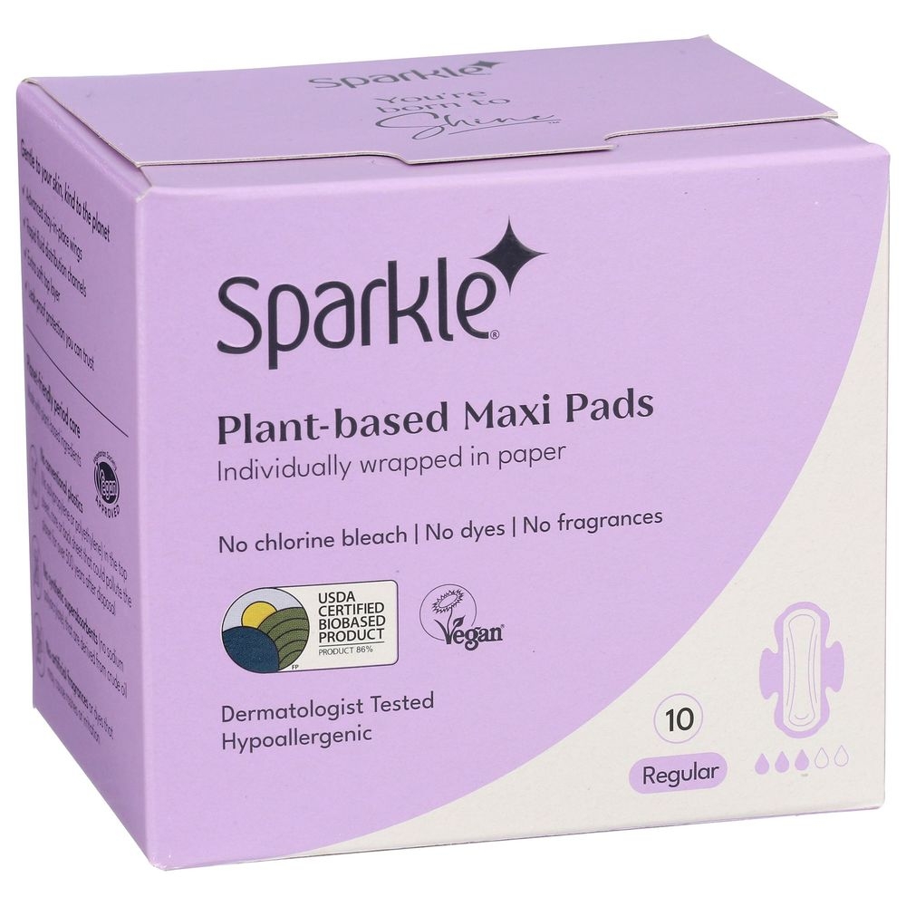 Sparkle Plant-Based Regular Maxi Pad, 10 count