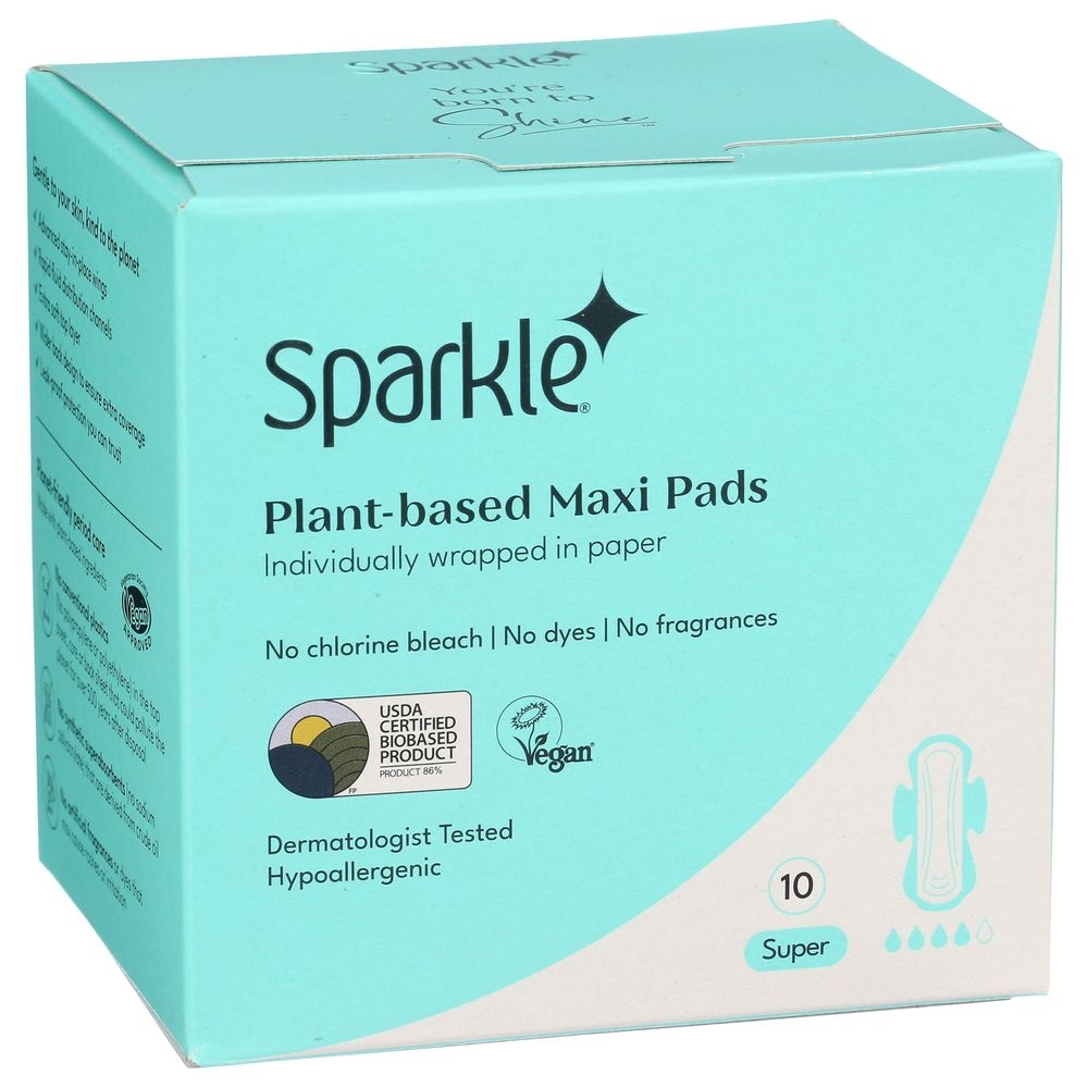 Sparkle Plant-Based Super Maxi Pad, 10 count