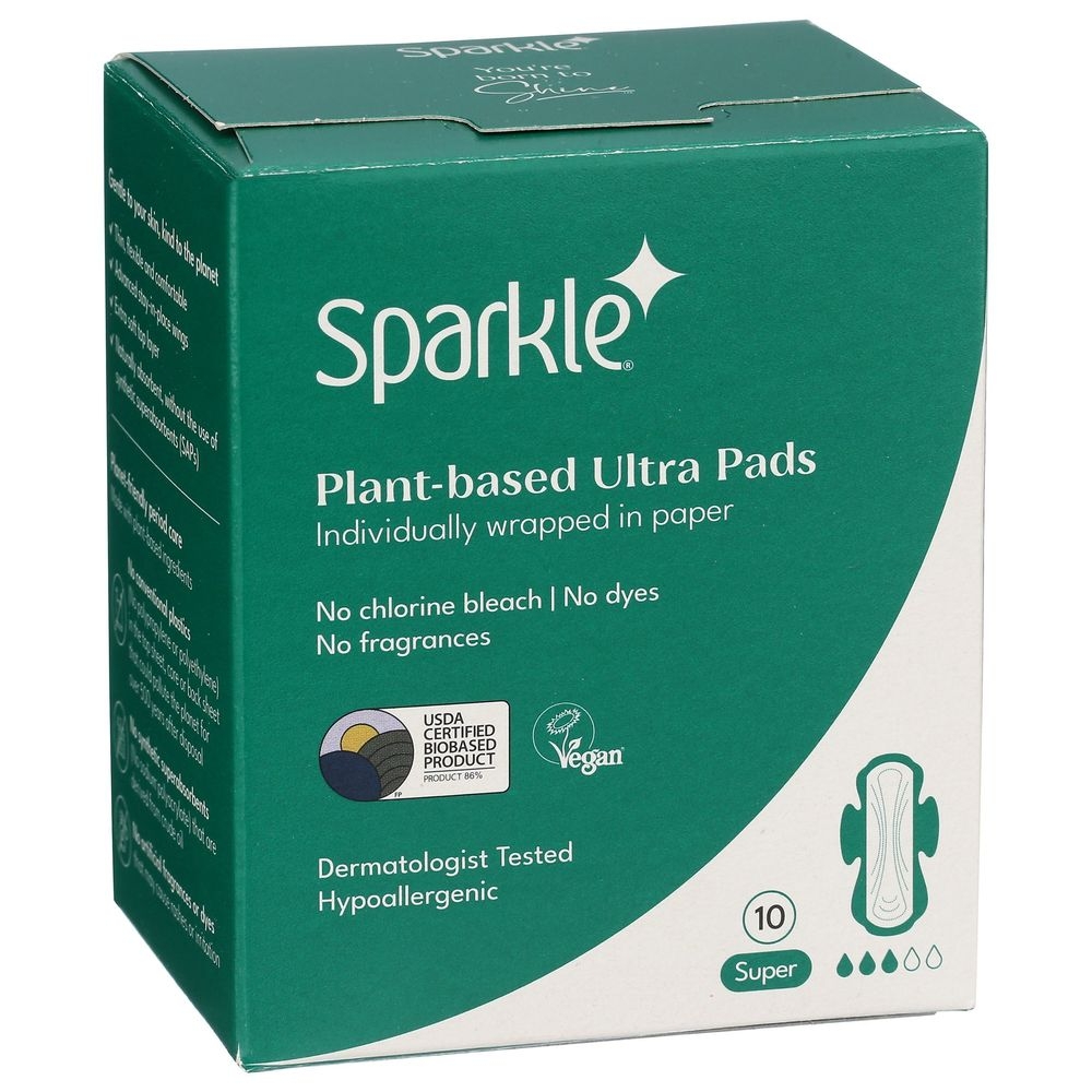 Sparkle Plant-Based Super Ultra Pad, 10 count
