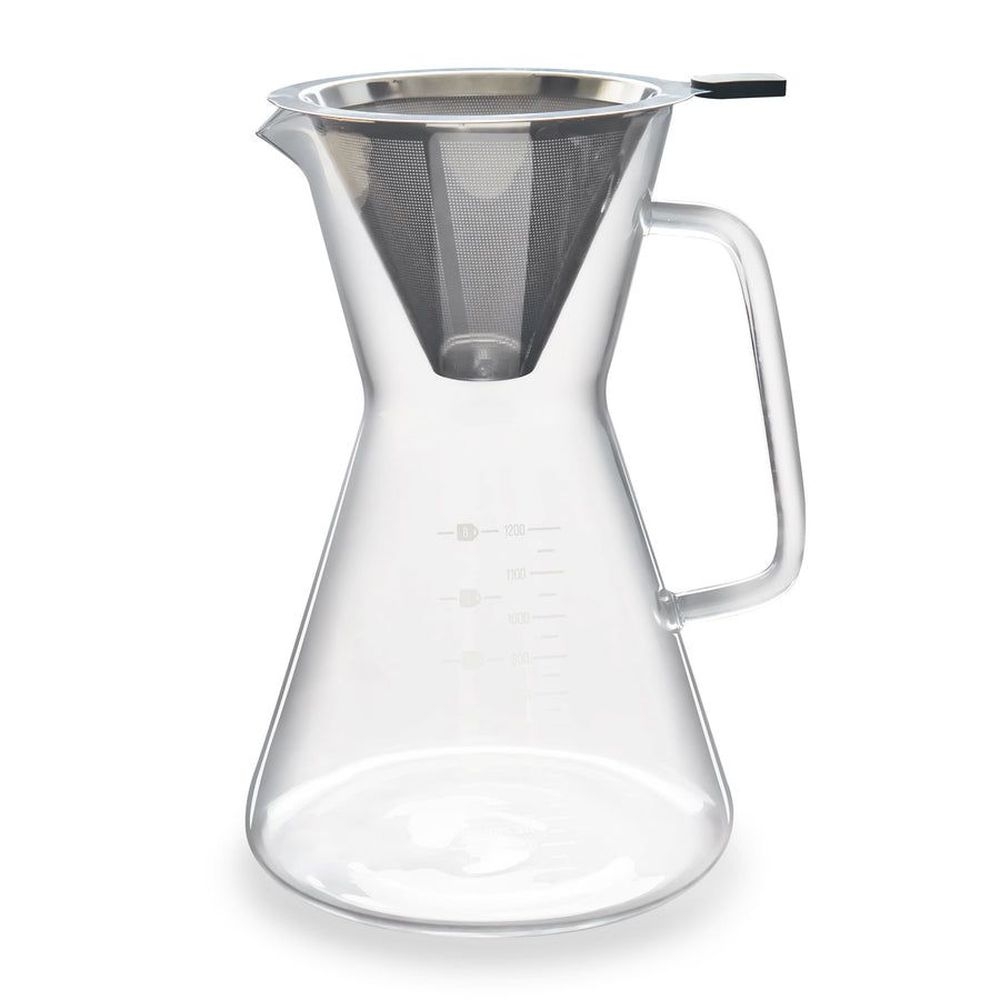 London Sip Glass Coffee Carafe with Reusable Filter, 1200 Milliliter