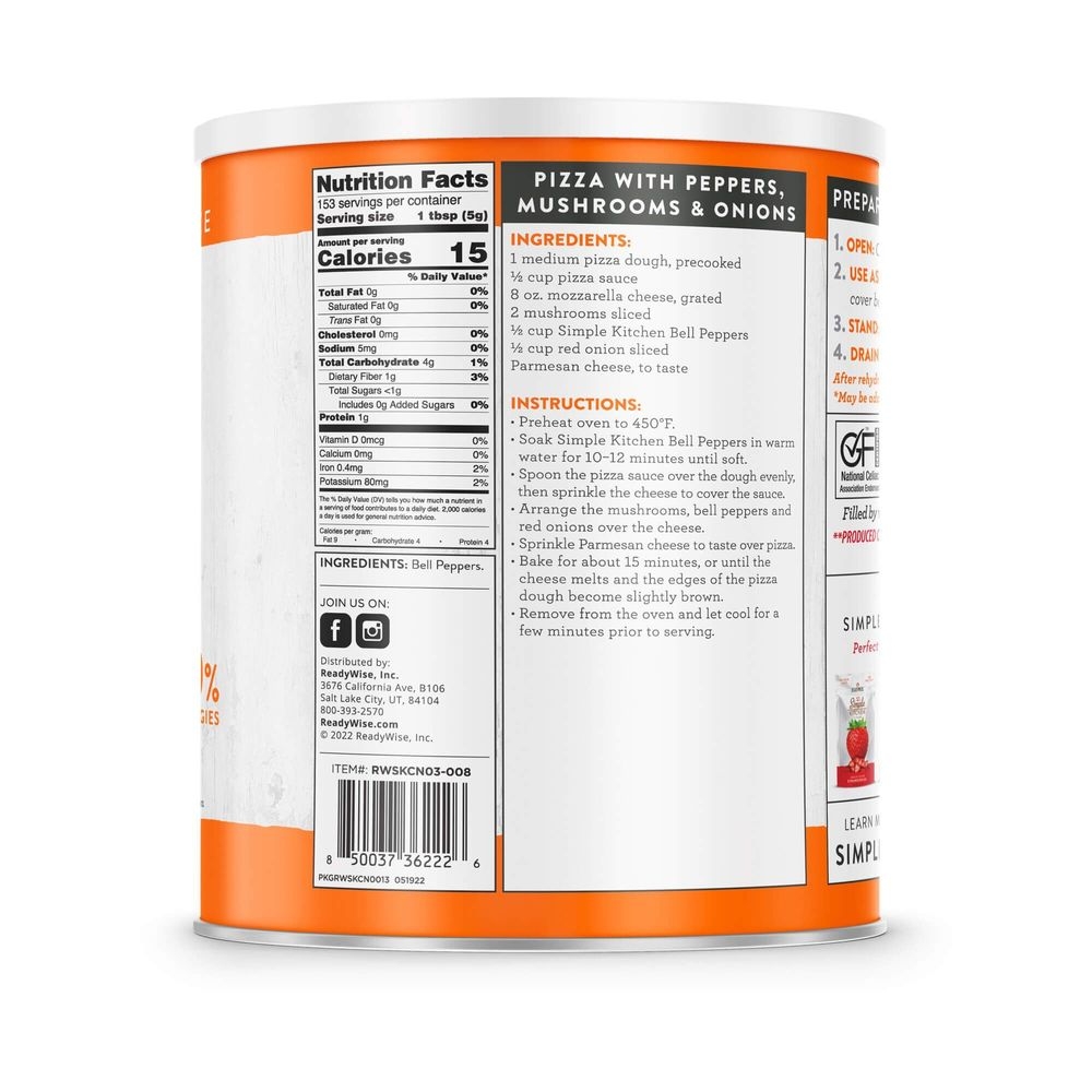 Simple Kitchen Dehydrated Red and Green Bell Peppers, 153 Servings -- 6 per case