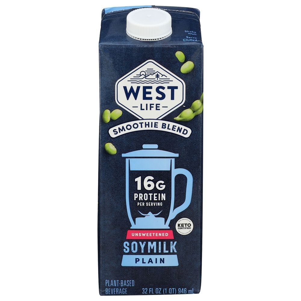 West Life Unsweetened Smoothie Blend Soy Milk, 32 Fluid Ounce -- 6 per case