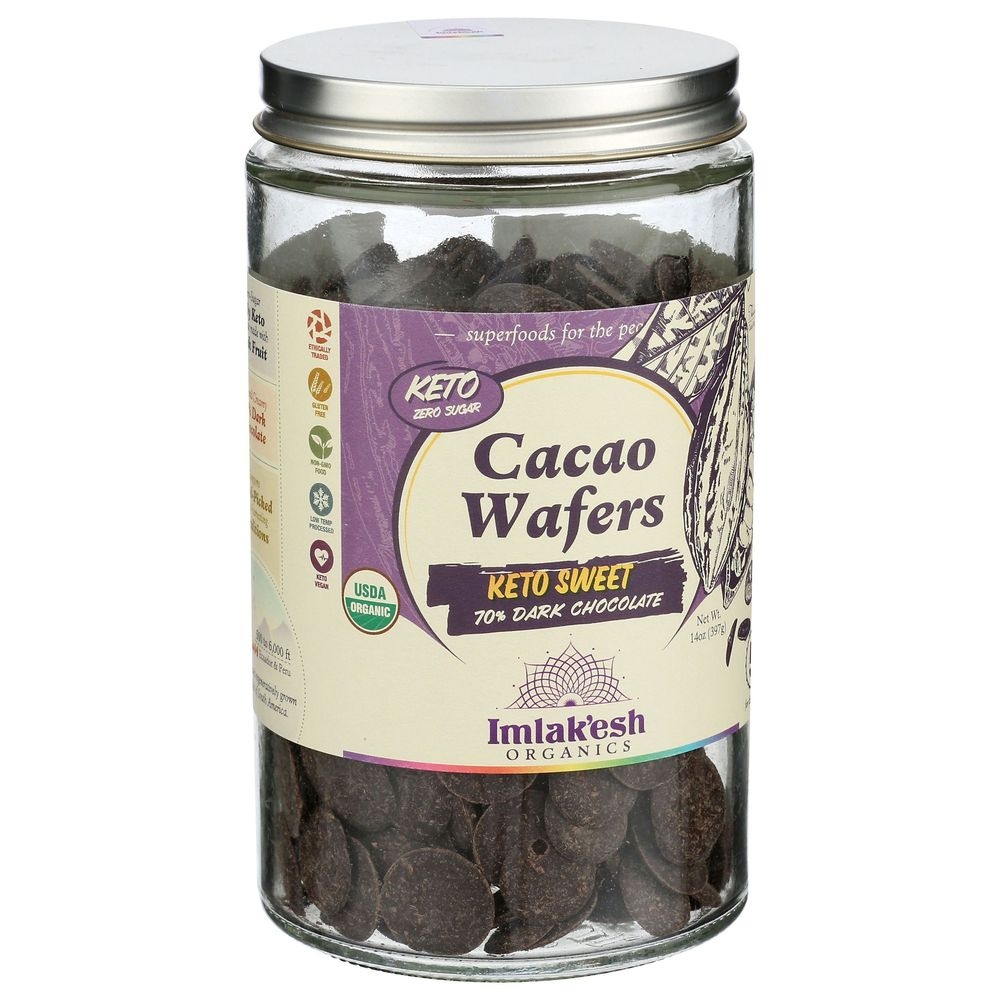 Imlakesh Organics Keto Sweet Cacao Wafers, 14 Ounce -- 6 per case