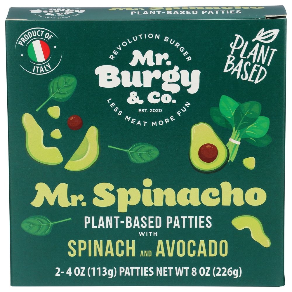 Mr Burgy Spinach and Avocado Patties, 8 Ounce -- 6 per case