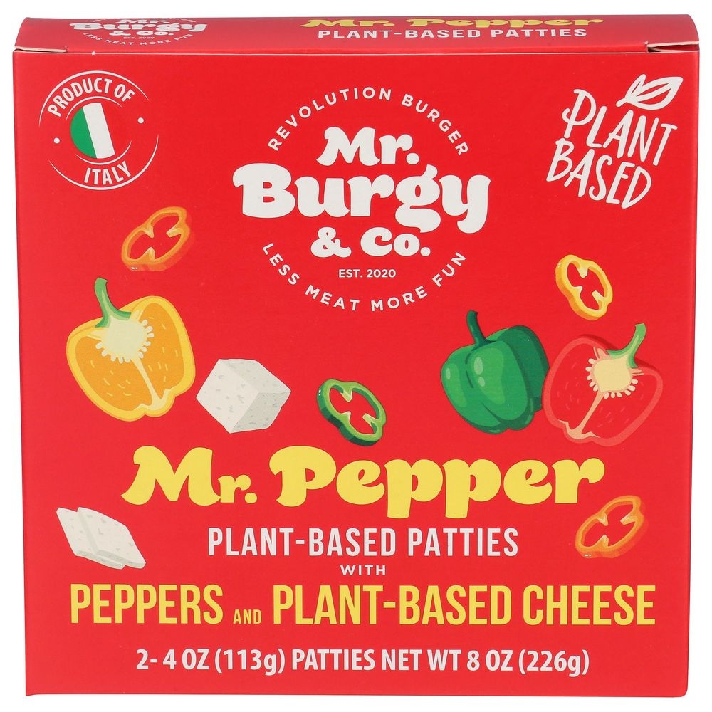 Mr Burgy Peppers and Plant-Based Cheese Patties, 8 Ounce -- 6 per case