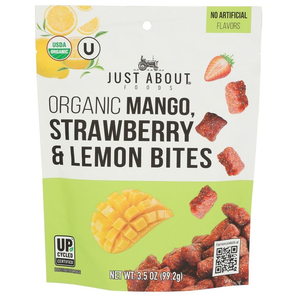 Just About Foods Organic Dried Mango Strawberry and Lemon Bites, 3.5 Ounce -- 6 per case