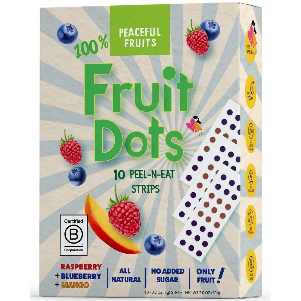 Peaceful Fruits Raspberry Blueberry and Mango Fruit Dots, 2 Ounce -- 12 per case