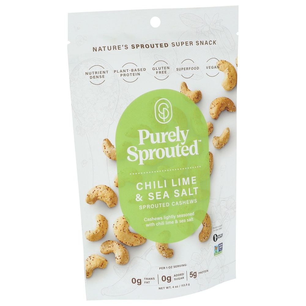Purely Sprouted Chili Lime and Sea Salt Sprouted Cashews, 4 Ounce -- 6 per case