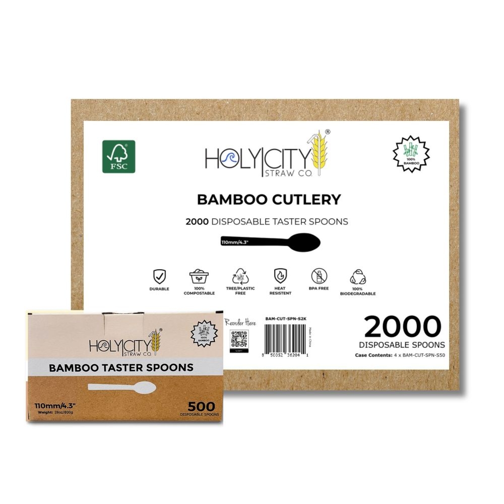 Holy City Straw Company Bamboo Taster Spoon, 4.3 inch -- 2000 per case