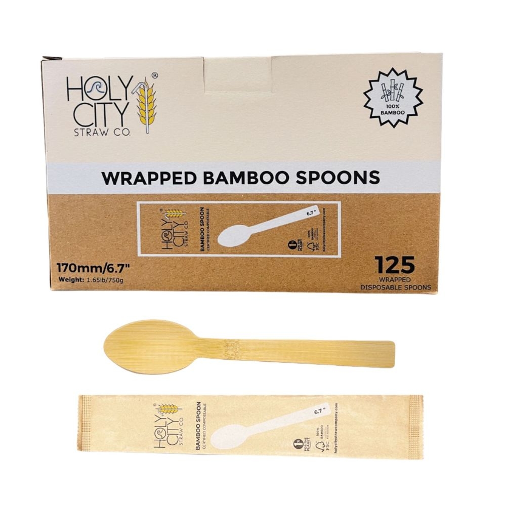 Holy City Straw Company Wrapped Bamboo Spoon, 6.7 inch -- 750 per case