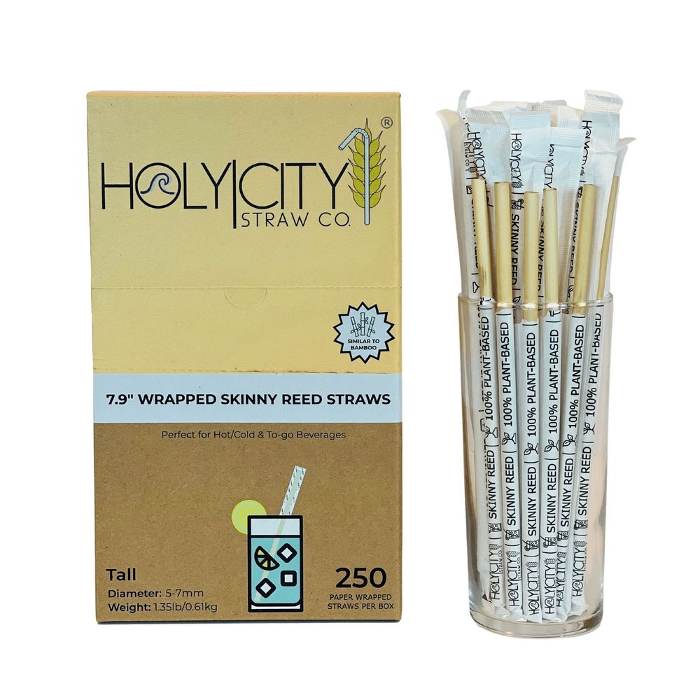 Holy City Straw Company Wrapped Skinny Reed Straw, 7.9 inch -- 1500 per case