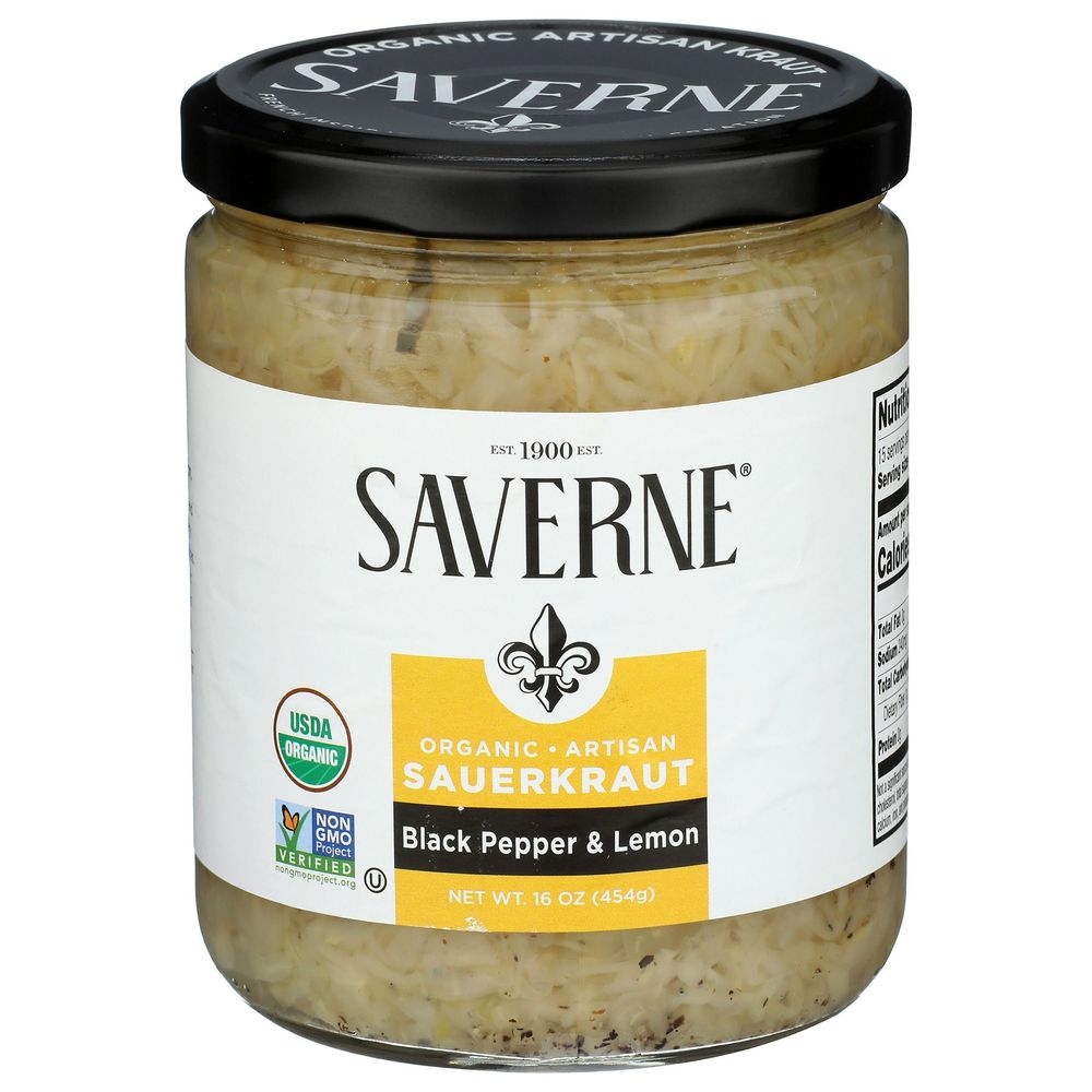 Saverne Organic Black Pepper and Lemon Sauerkraut, 16 Ounce -- 6 per case