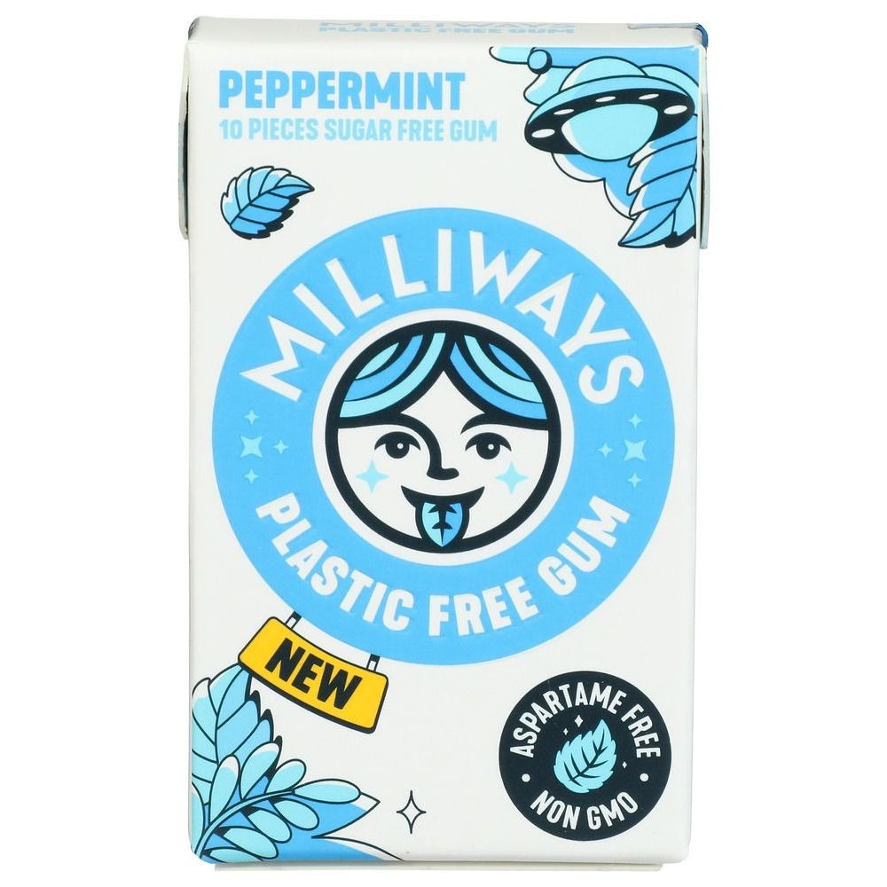 Milliways Peppermint Plastic Free Gum, 10 count -- 12 per case