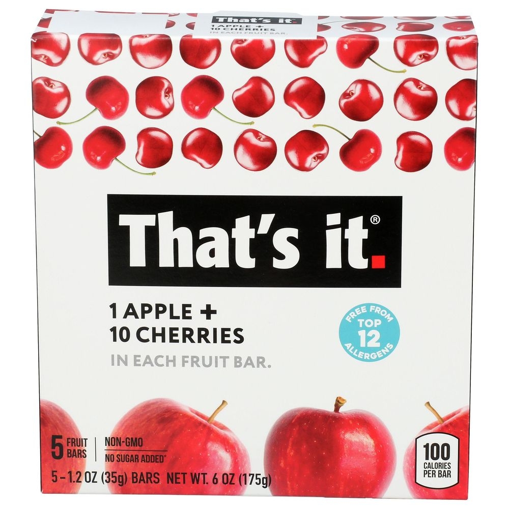 Thats It Apple Plus Cherry Fruit Bar, 6 Ounce -- 6 per case