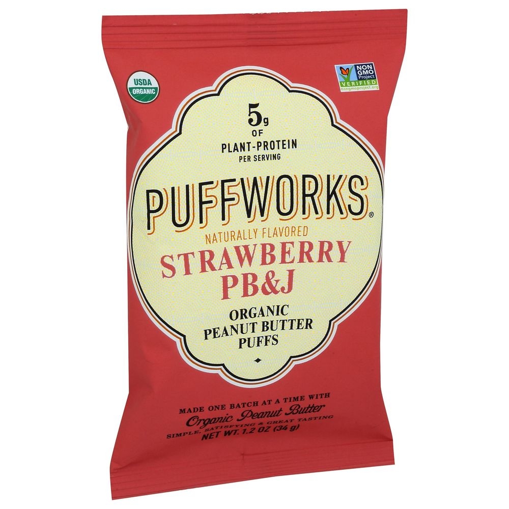 Puffworks Organic Strawberry PB and J Puffs, 1.2 Ounce -- 6 per case