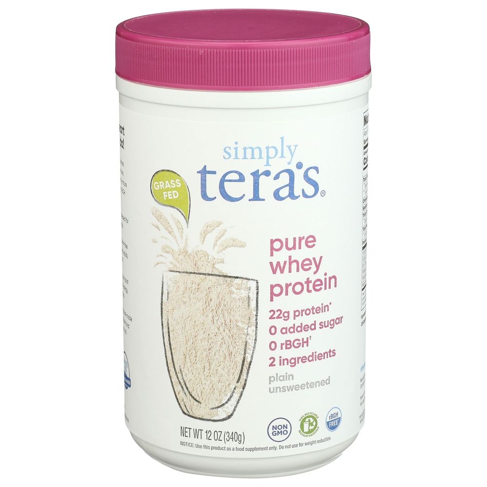 Simply Teras Plain Unsweetened Whey Protein Powder, 12 Ounce
