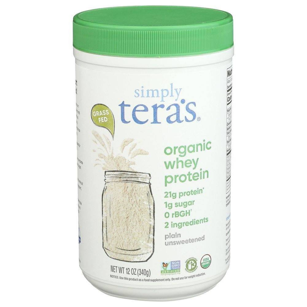 Simply Teras Organic Plain Unsweetened Whey Protein Powder, 12 Ounce