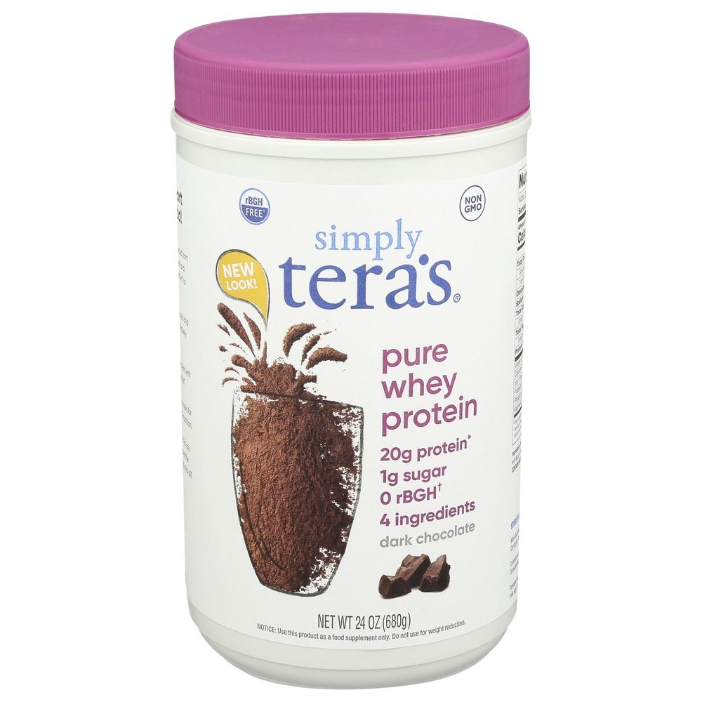 Simply Teras Dark Chocolate Whey Protein Powder, 24 Ounce