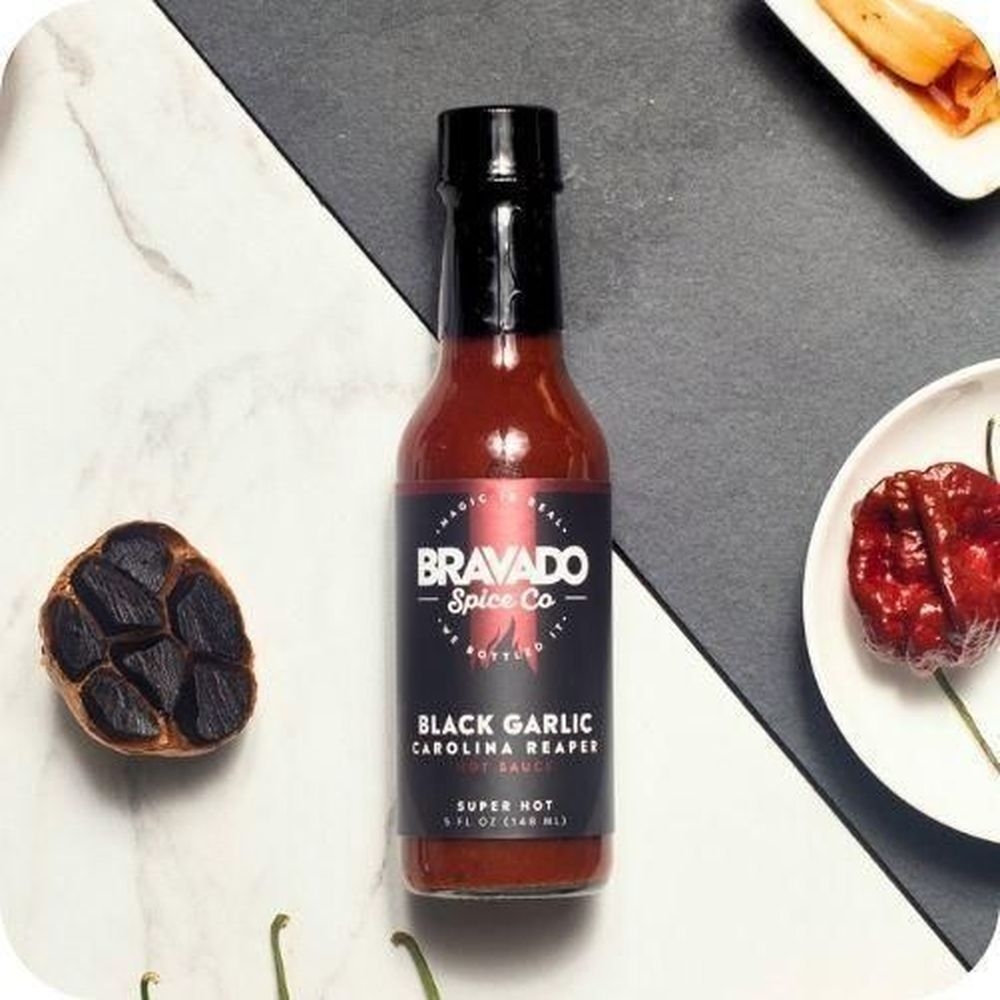 Bravado Spice Black Garlic Carolina Reaper Hot Sauce, 5 Fluid Ounce -- 6 per case