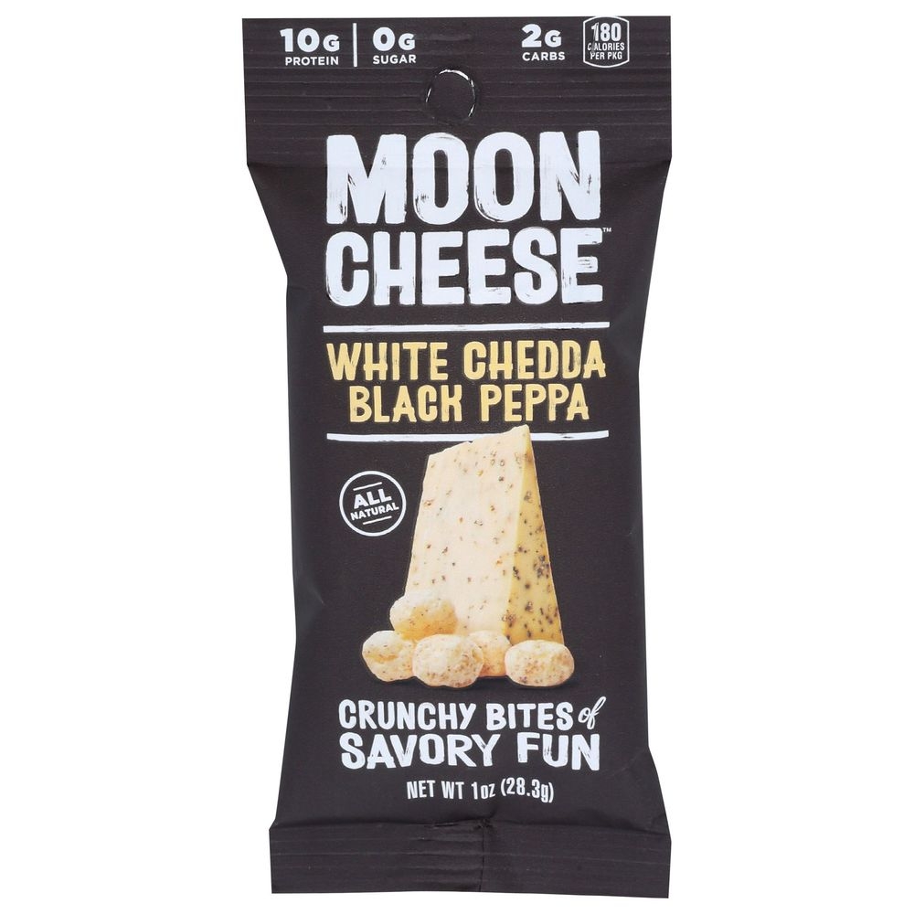 Moon Cheese White Cheddar Black Peppa Cheese Snacks, 1 Ounce -- 12 per case