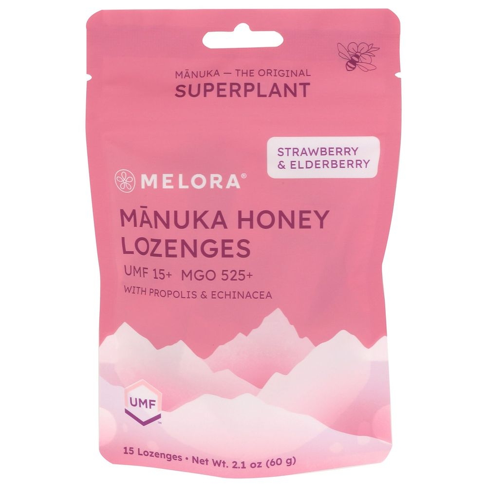 Melora Strawberry Elderberry Manuka Honey Lozenges, 2.1 Ounce