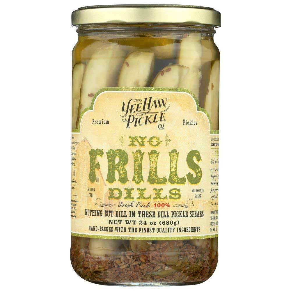 Yee Haw Pickle Co No Frills Dills Pickles, 24 Ounce -- 6 per case